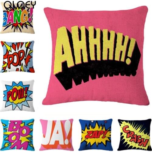 Pop Art Cushion Cover Polyester Cotton Linen Cartoon Pop Print Pillow Case Sofa Chair Bed Livingroom Decorative Pillow Cover