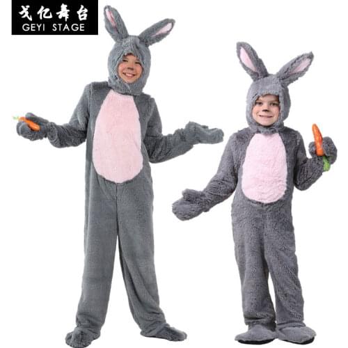 Deluxe For Kids Bodysuits Animal Winter Warm Rabbit Clothing Child Grey Bunny Costume Cosplay Halloween Theme birthday Cute hot
