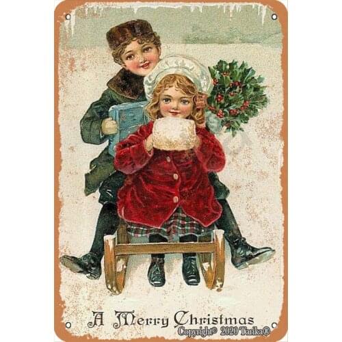 Merry Christmas poster 20x30cm iron look retro decorative art home kitchen bathroom garden farm