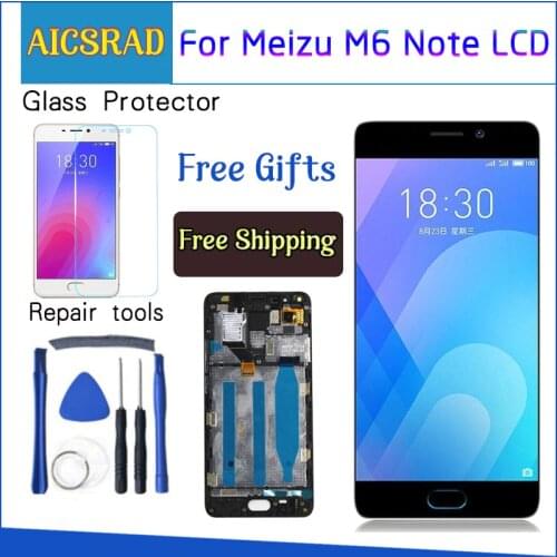 AICSRAD For Meizu M6 Note Touch Screen Digitizer + LCD Display For Meizu Note 6 5.5" Cellphone Black White Color