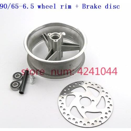 90/65-6.5 front Wheel hub+ Brake disc for 47cc/49cc 2 stoke air cooled Mini pocket bike 6.5 inch Aluminum rims