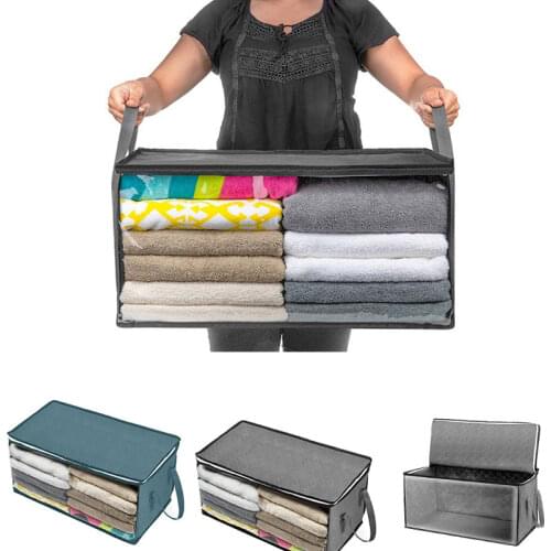 Storage Foldable Rangement Box Portable Clothes Non-woven Organizer Tidy Pouch Suitcase Home Storage Box Quilt Container Bag