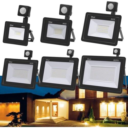 50W 30W 20W 10W LED Flood Light With Motion Sensor Waterproof 220V Floodlight Projector Lamp Outdoor Spotlight for Garden Street