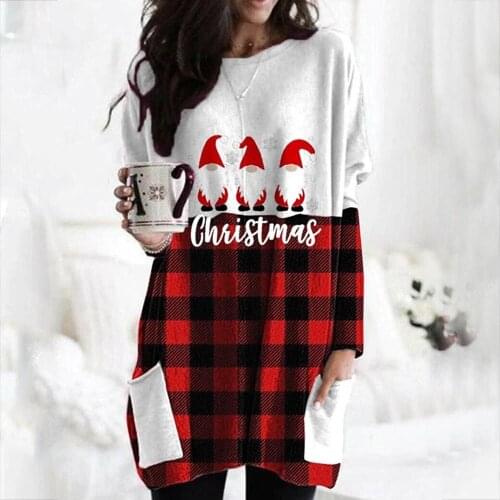 Sweatshirt Oversize Womens Christmas Clothes Color Matching Print Long-sleeved Sweatshirt Casual Blouse