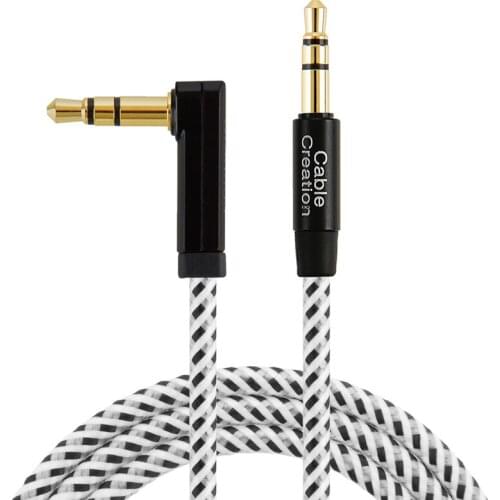 TRRS Aux Cable, 3 Feet Right Angle 4-Conductor 3.5MM Audio Stereo Cord (Microphone Compatible) Compatible Tablets