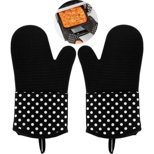 TOMORAL Silicone Oven Mitts - Heat Resistant to 572 °F Kitchen Oven Gloves for Cooking, Baking, Barbebue Potholder, Cooking