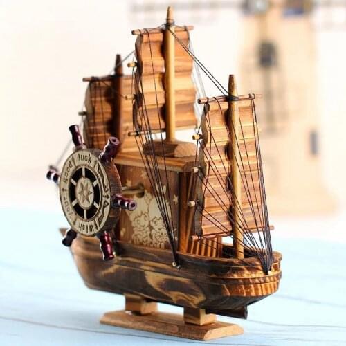 Vintage Marine Nautical Wooden Sailing Boat Ship Wood Crafts Ornaments Party Home Room Decoration