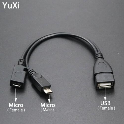 YuXi New 2 in 1 Micro USB 5 Pin Cable Dual Charge Cable for Phone USB Cable Android Mobile Power Bank Fast Charging USB 2.0 Cord