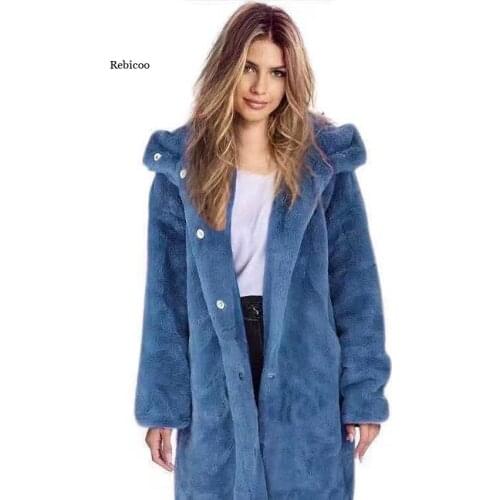 Womens Faux Fur Coat Daily Fall & Winter Long Coat Loose Basic Jacket Long Sleeve Solid Colored Oversized Blue Purple