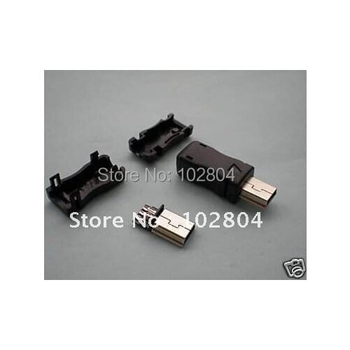 10 Pcs Per Lot Mini USB Plug Male Socket Connector 5 Pin Plastic