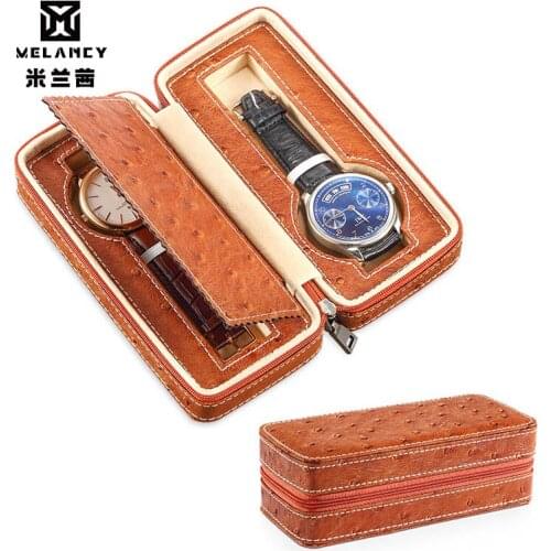 2 Grids PU Leather Watch Box Watch Organizer Storage Watches Display Case Tray Zippere Travel Jewelry Watch Box jewelry box