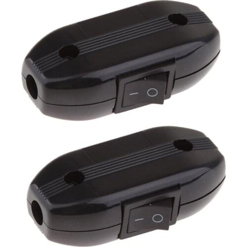 2pcs 6A / 250v Inline Lamp Lighting Light Rocker Through Switch For 3-Core Cable