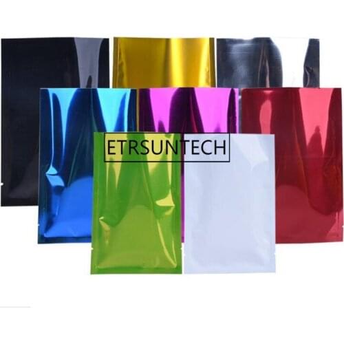 2000pcs 8x12cm Heat Seal Colorful Aluminum Foil Package Bags Smooth Surface Flat Open Top Mylar Foil Tea Bag Packaging