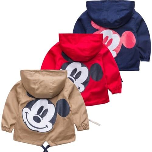 2021 New Boys Girls Jackets For Spring Autumn Kids Children Outerwear Cute Mickey Minnie Windbreaker Warmly Clothing red Coats