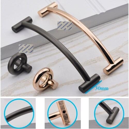 4Pcs Concise Zinc Shiny Gold Dark Grey Furniture Cupboard Closet Cabinet Door Drawer Pull Knob Handle