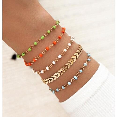 5pcs/set Fashion Multilayer Handmade Seed Beads Arrow Charms Bracelets & Bangles Pulseras Mujer Boho Bracelet for Women Gift