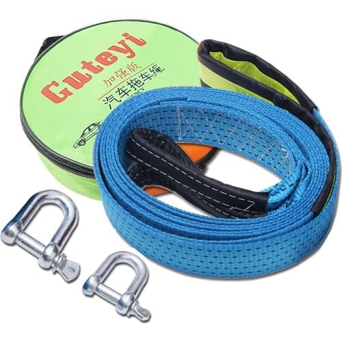 8Tons Car Towing Rope Strape Cable With U Hooks Shackle High Strength Nylon With Reflective Light For Car Truck Trailer SUV