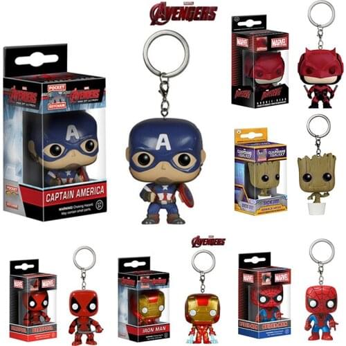 Funko Disney Avengers Pendant Keychain Spiderman Iron Man Captain America GARAGE KIT Cartoon Keychain Anime Pendant Decoration