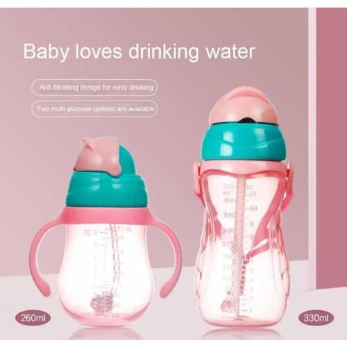 260/330ML Baby Bottles Leak Proof PP Straw Water Drink Bottles For Baby Straw Cups Newborn Baby Drinking Bottle with Handles