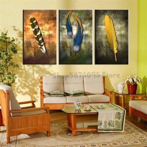D DIY Diamond Painting Modern Art, Colored Feathers Cross Stitch Full Square Round Diamond Mosaic Embroidery TT5565