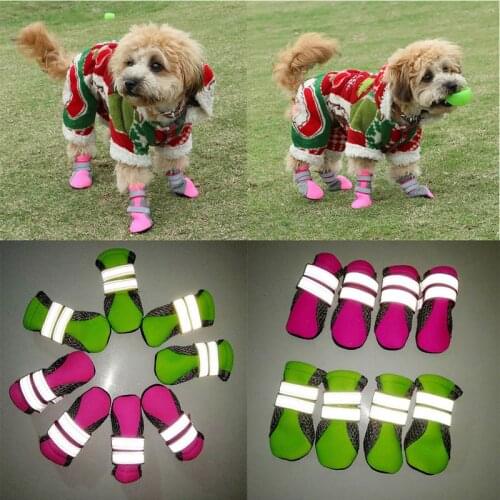 Pet Dog Boots With Anti-Slip Sole Reflective Lightweight Dog Shoes Warm Pet Dog Shoes Paw Protector Pet Supplies
