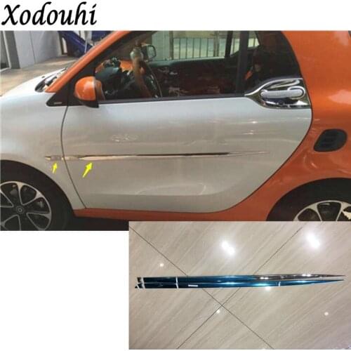 For Benz smart fortwo 2015 2016 2017 2018 car styling detector stainless steel Side Door Body trim sticks Strips Molding 4pcs