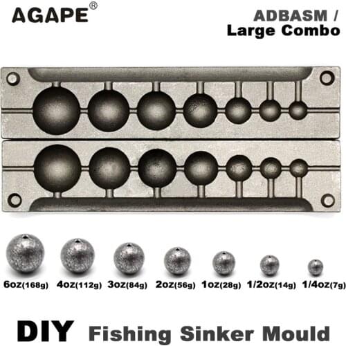 Agape DIY Fishing Ball Sinker Mould ADBASM/Large Combo 7g 14g 28g 56g 84g 112g 168g 7 Cavities