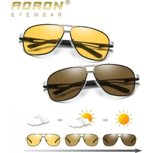 Photochromic Sunglasses Men Pilot Polarized Sun Glasses Retro Aviation Night Vision Glasses For Mens Chameleon Eyewear