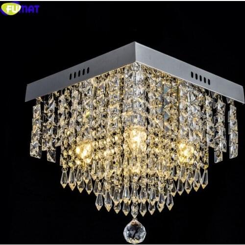 FUMAT Chandeliers Lighting Lustre Plafondlamp LED K9 Clear Crystal Living Room Lamp Ceiling porch light square corridor Lamps