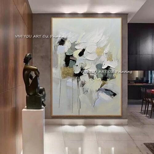 Skilled Painter Hand-painted High Quality Abstract Grey Oil Painting on Canvas Beautiful Fine Art Home Decoration Painting