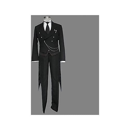Inspired by Black Butler Sebastian Michaelis Anime Cosplay Costumes Cosplay Suits Solid Black Long Sleeve