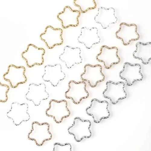100pcs 4 Colors Fashion Korean Style Plum Blossom Jump Rings For Diy Jewelry Accessories Flowers Split Rings Wholesale Supplies