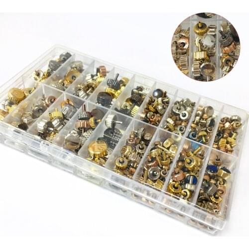 1 Box/Set Watch Crowns Parts Replacement Accessories 3.0 ~ 7.0 mm Copper Watch Assorted Head Quartz Watches Crown Repair Parts
