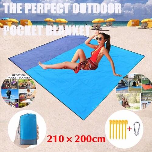 210x230cm Waterproof Pocket Beach Blanket Folding Camping Mat Mattress Lightweight Mat Outdoor Camping Hiking Travel Picnic Mat