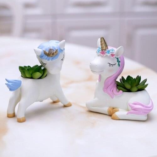 Nordic Creative Resin Cartoon Unicorn Animal Decoration Balcony Garden Succulents Flower Pot Home Decorat Ornaments