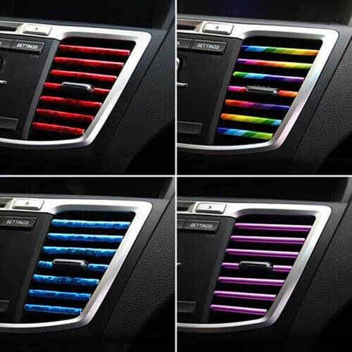 10 Pcs Car Styling Air Outlet Coating Finish 20cm Inner Molding Strip Ventilation Grille Switch Accessories For The Car Interior