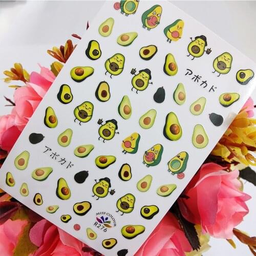 Summer Fruits Cute Avocado 3D Stickers for Nails Design Self Adhesive Nail Art Decoraciones Sliders foil everything for Manicure