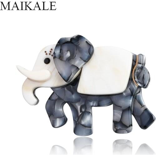 MAIKALE New Fashion Acrylic Elephant Brooches for Women Big Resin Acetate Animal Brooch Pins Cute Broche Bag Accessories Gifts