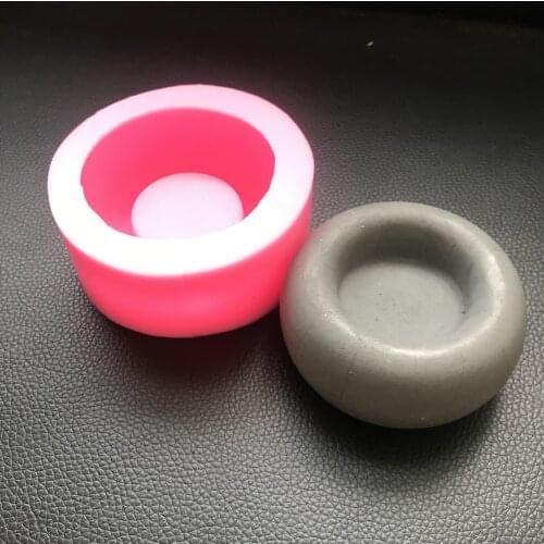 Small Cement Candlestick Silicone Holders Mold Creative Home Decoration Desk Ornament Clay Craft Tray Mould