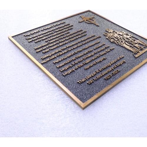 Metal Embossed Brass Memorial Plaque Bronze Engraved Relief plaque sign to Commemorate the Memory of Your Loved