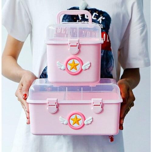 Cute Home Children Multi-layer First Aid Kit Cartoon Fresh Plastic Beauty Nail Tool Storage Box 2021 drawer organizer
