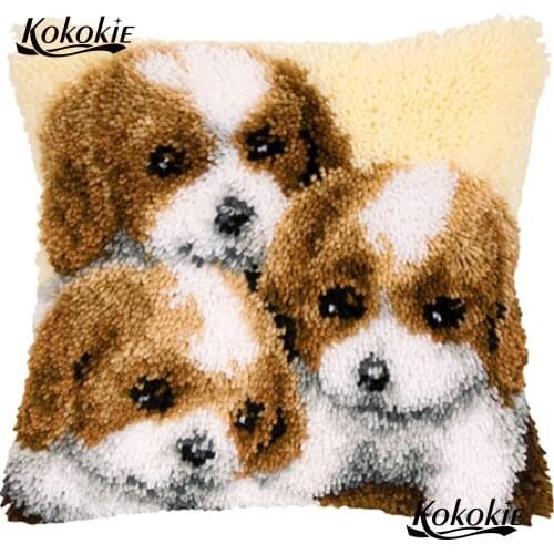 Cartoon Latch Hook dog diy rug Needlework 3d carpet Unfinished Crocheting Rug Kits Yarn cross stitch kits Embroidery Pillowcase