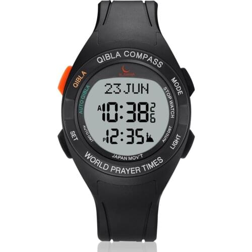 Muslim Prayer Reminder with Qibla Compass Athan Alarm Calendars AL-SAHAR Azan Watch AS-Q018BW/BB
