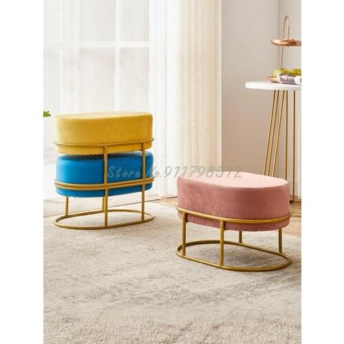 Small stool home living room light luxury fabric sofa stool net red coffee table stool fitting room low stool to wear shoes stoo