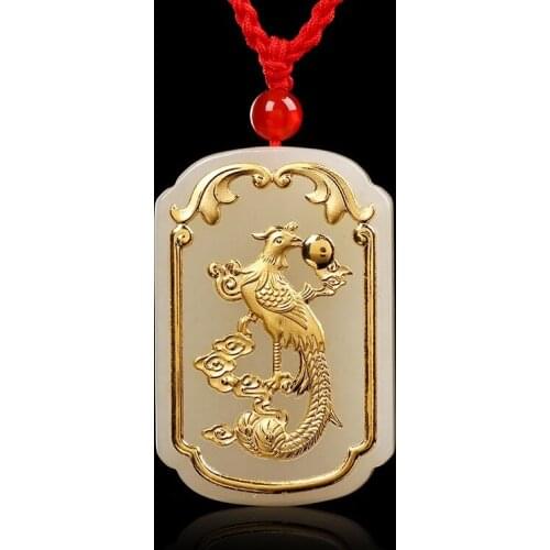 Jade Pendant For Men Women Unisex Hetian white Jade Necklace Pendants phoenix Chinese 2018 Good Luck