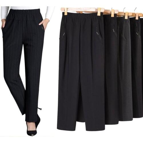 Middle Aged And Old Women Autumn Winter Pant High Elastic Waist Loose Plus Velvet Mother Long Casual Trousers Plus Size 5XL 1792