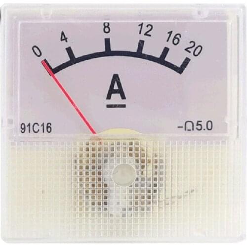 Square Shape Current Test Mechanical Pointer Type DC Panel Meter DC 0-20A 91C16 G6DB