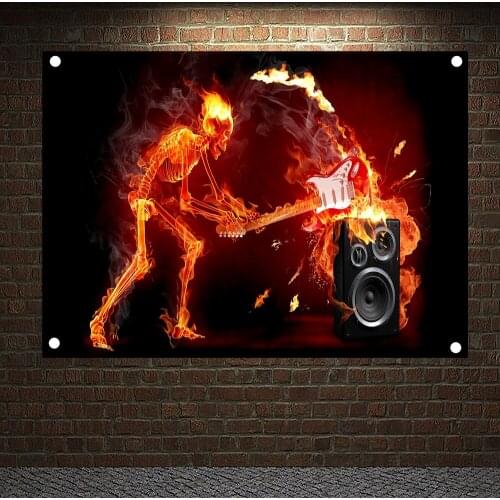 Rock Band Posters Banners & Flags Hip hop\Jazz\Reggae\Heavy Metal Music Poster Tapestry Hanging Painting Background Decor Cloth