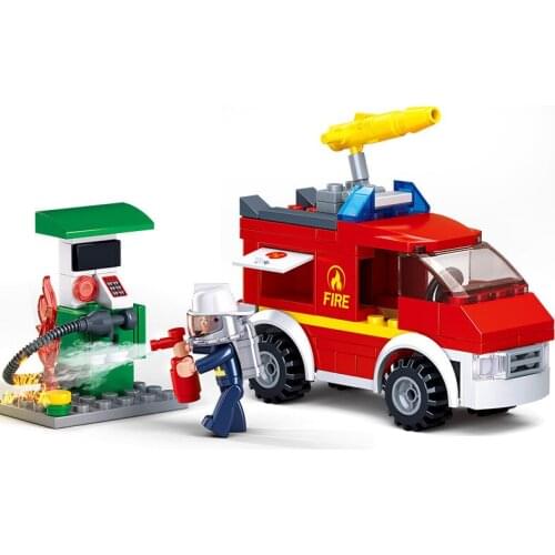 136PCS S Luban 0623 Fire Alarm Fire Truck Assembly Model Boy Assembling Building Blocks and Inserting Toy Gifts