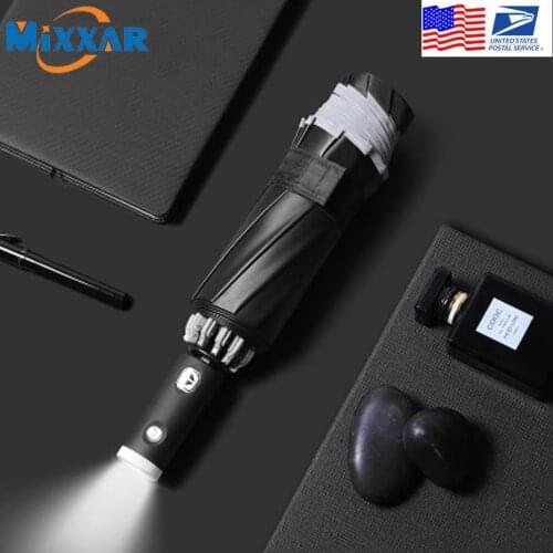Dropshipping Home Travel Automatic Car Reverse Enlarge Umbrella Foldable Windproof Shade Umbrellas With Flashlight LED Light